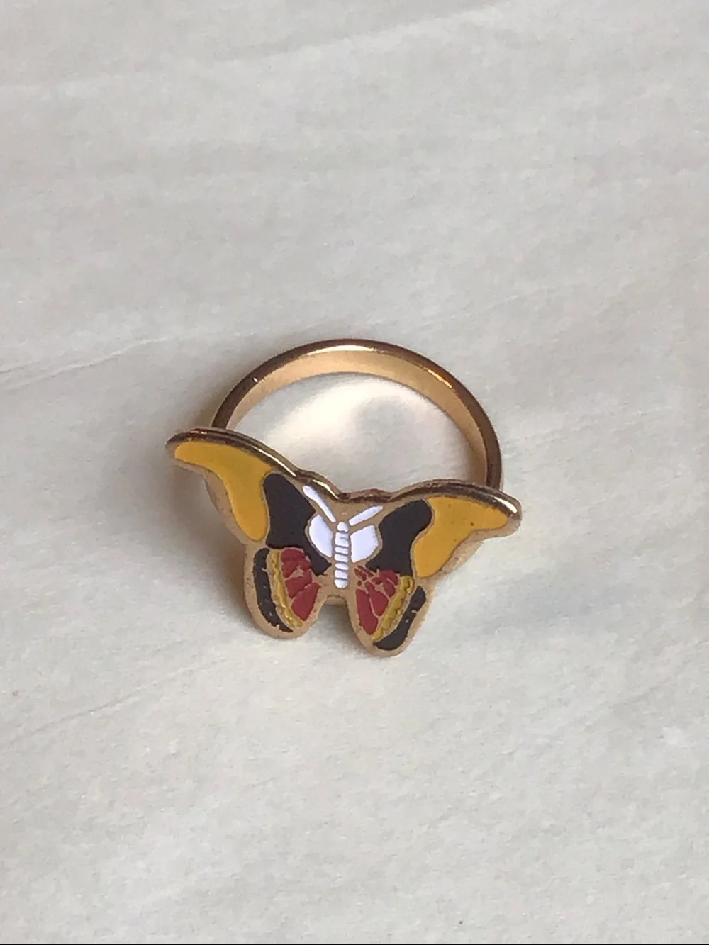 Set of 3 Fun Vtg Gold-toned and Enamel Rings, Adjustable